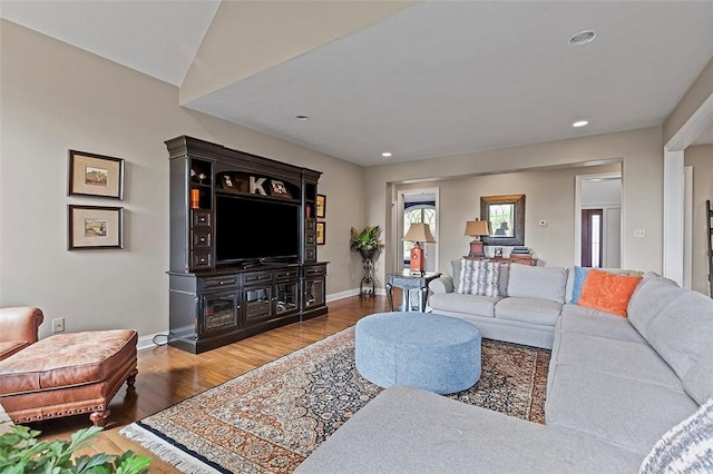 317 Buckingham Dr, Peters Twp, PA 15367 - living area with baseboards, wood finished floors, and recessed lighting
