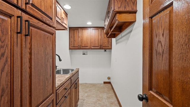 240 La Ray Dr, Center Twp But, PA 16001 - laundry area with cabinet space, hookup for a washing machine, recessed lighting, and baseboards