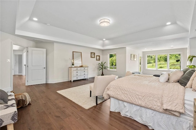 304 Azalea Ln, Marshall, PA 15005 - bedroom featuring a raised ceiling, dark wood finished floors, recessed lighting, and baseboards