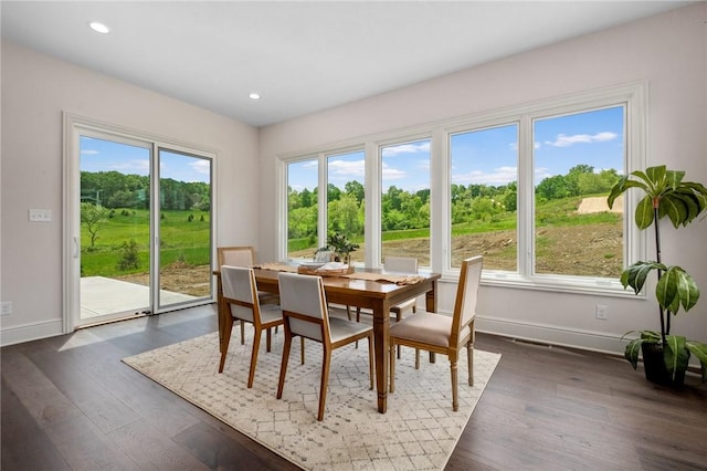 304 Azalea Ln, Marshall, PA 15005 - dining space with dark wood-style flooring, baseboards, and recessed lighting