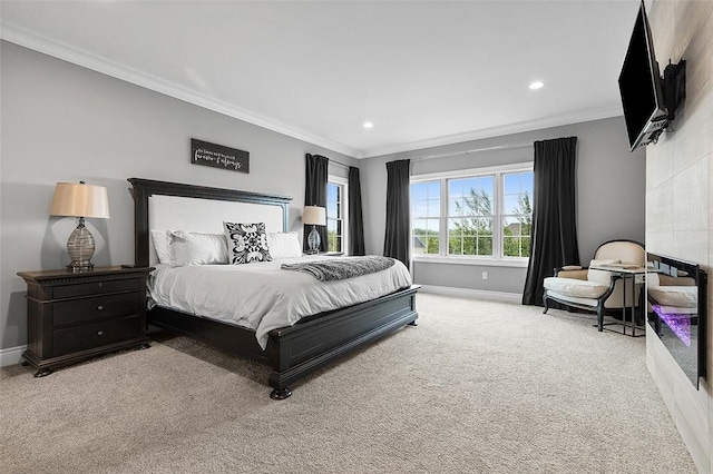 197 Wellington Cir, Peters Twp, PA 15317 - bedroom with baseboards, ornamental molding, carpet flooring, and recessed lighting