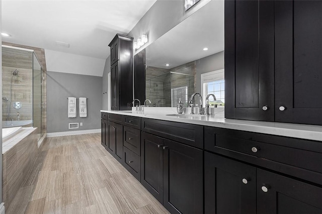 197 Wellington Cir, Peters Twp, PA 15317 - full bath featuring a stall shower, double vanity, a garden tub, and baseboards