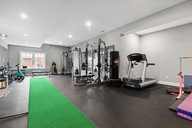 197 Wellington Cir, Peters Twp, PA 15317 - exercise room with recessed lighting and baseboards