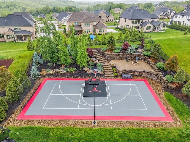 197 Wellington Cir, Peters Twp, PA 15317 - view of sport court featuring a residential view, basketball court, and stairway