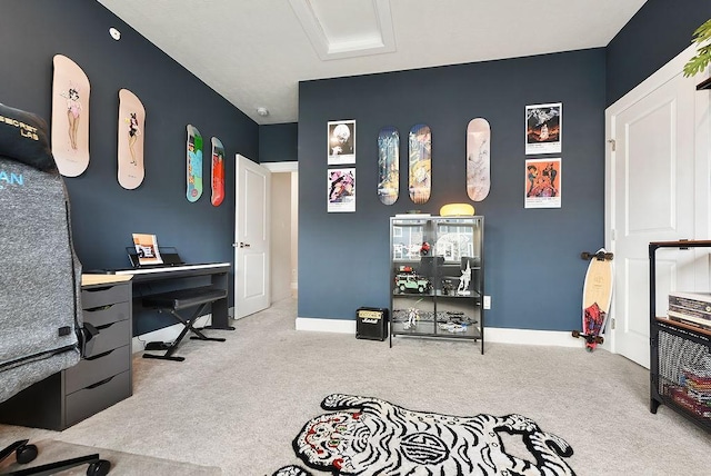 304 Spruce Ln, North Strabane, PA 15317 - office area featuring carpet floors, attic access, and baseboards