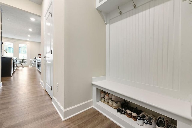 304 Spruce Ln, North Strabane, PA 15317 - mudroom featuring wood finished floors, recessed lighting, and baseboards