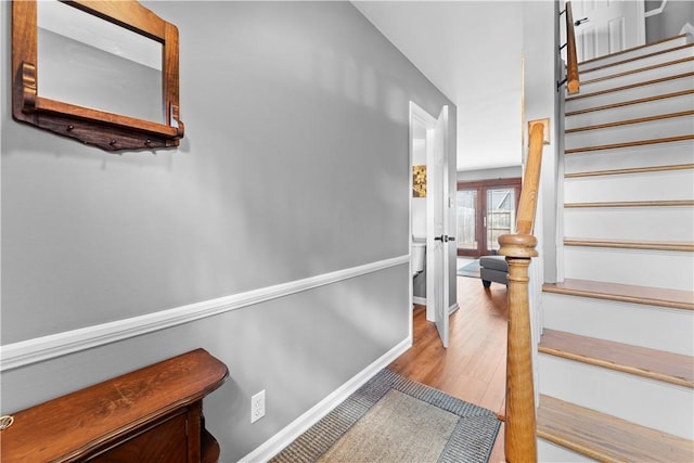 140 Jamestown Ct, Scott Twp Sal, PA 15216 - stairs featuring wood finished floors and baseboards