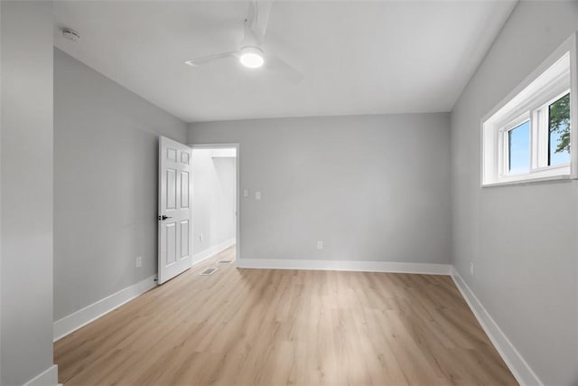 5437 Rosetta St, Garfield, PA 15206 - unfurnished room with ceiling fan, a smoke detector, light wood-type flooring, and baseboards
