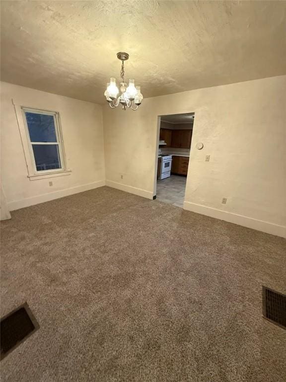 2828 Oak St, Bethel Park, PA 15102 - empty room featuring baseboards, a chandelier, and carpet floors