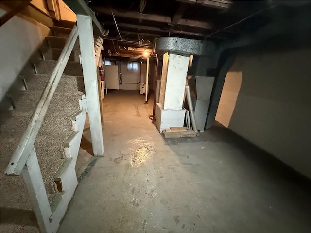 2828 Oak St, Bethel Park, PA 15102 - unfinished below grade area featuring stairway and heating unit