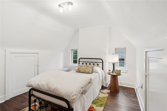 254 Orchard Dr, Mt Lebanon, PA 15228 - bedroom with lofted ceiling, dark wood-style flooring, and baseboards
