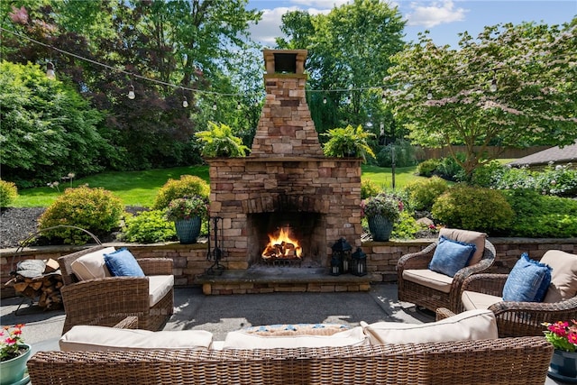 254 Orchard Dr, Mt Lebanon, PA 15228 - view of patio / terrace featuring an outdoor living space with a fireplace