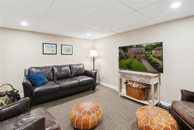 254 Orchard Dr, Mt Lebanon, PA 15228 - carpeted living room with a drop ceiling, baseboards, and recessed lighting