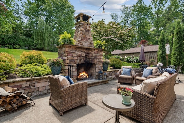 254 Orchard Dr, Mt Lebanon, PA 15228 - view of patio / terrace featuring an outdoor stone fireplace