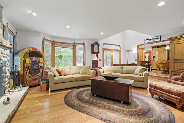 150 Greenfield Rd, Neshannock Twp, PA 16105 - living area featuring light wood-type flooring, recessed lighting, and french doors