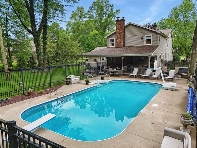150 Greenfield Rd, Neshannock Twp, PA 16105 - view of swimming pool with a diving board and a patio