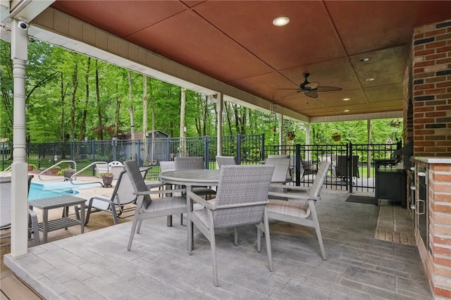 150 Greenfield Rd, Neshannock Twp, PA 16105 - view of patio / terrace with outdoor dining space, ceiling fan, and a community pool