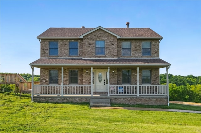 3405 Grandview Rd, Perry Twp Law, PA 16117 - view of front of property with covered porch, a front lawn, and brick siding