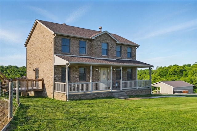 3405 Grandview Rd, Perry Twp Law, PA 16117 - view of front of property with a front lawn, a porch, brick siding, and roof with shingles