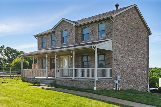 3405 Grandview Rd, Perry Twp Law, PA 16117 - view of front of house with a porch, a front lawn, and brick siding