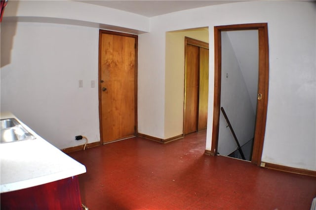 395 Dermond Rd, Hermitage, PA 16148 - kitchen featuring tile patterned floors, a sink, baseboards, and light countertops