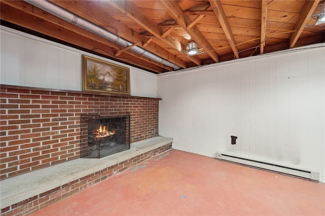 125 Srader Grove Rd, South Buffalo Twp, PA 16229 - finished basement with a baseboard heating unit and a fireplace