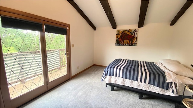 1303 Forest Ave, New Kensington, PA 15068 - bedroom with carpet flooring, access to outside, beam ceiling, and baseboards