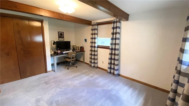 1303 Forest Ave, New Kensington, PA 15068 - carpeted office with baseboards and beam ceiling
