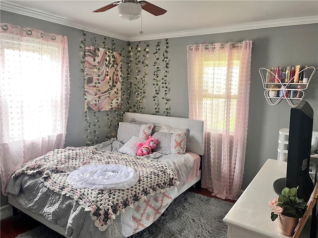 300 Beechwood Ave, Farrell, PA 16121 - bedroom featuring crown molding, ceiling fan, and wood finished floors