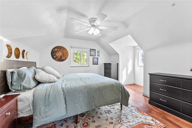 5101 Azalea Dr, Whitehall, PA 15236 - bedroom featuring wood finished floors, vaulted ceiling, and ceiling fan