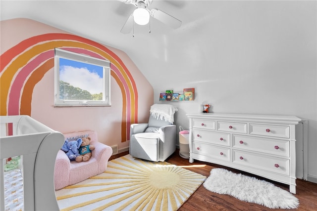 5101 Azalea Dr, Whitehall, PA 15236 - bedroom with lofted ceiling, wood finished floors, and a ceiling fan