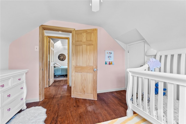5101 Azalea Dr, Whitehall, PA 15236 - bedroom with lofted ceiling, wood finished floors, and baseboards