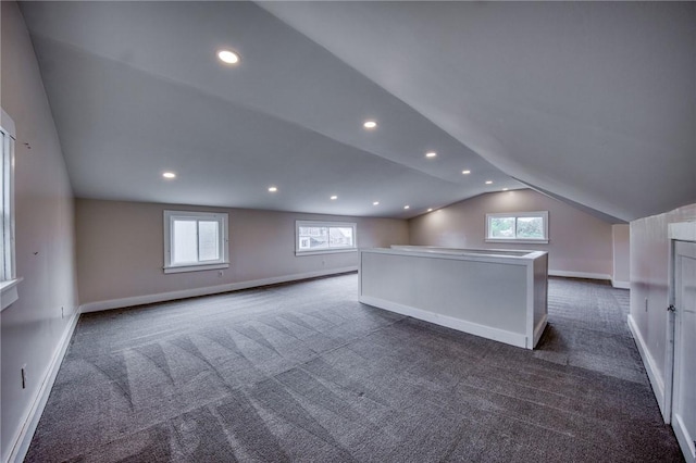 1204 Cambridge St, Natrona Hts/Harrison Twp, PA 15065 - bonus room featuring dark colored carpet, vaulted ceiling, baseboards, healthy amount of natural light, and recessed lighting