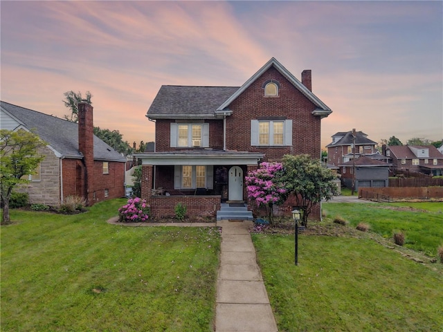 1204 Cambridge St, Natrona Hts/Harrison Twp, PA 15065 - view of front of home with brick siding, a chimney, and covered porch
