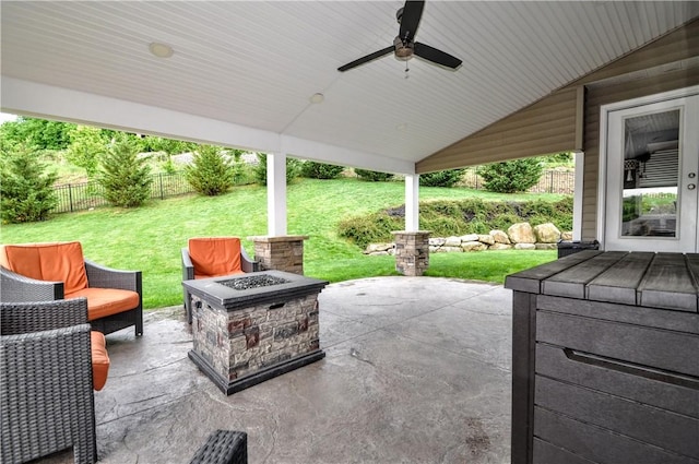 1624 Windsor Rd, North Huntingdon, PA 15642 - view of patio with a fire pit and ceiling fan