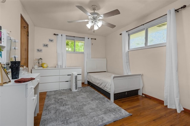 1105 Greentree Rd, Green Tree, PA 15220 - bedroom with wood finished floors, a ceiling fan, and baseboards