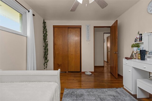 1105 Greentree Rd, Green Tree, PA 15220 - bedroom with wood finished floors, ceiling fan, and a closet