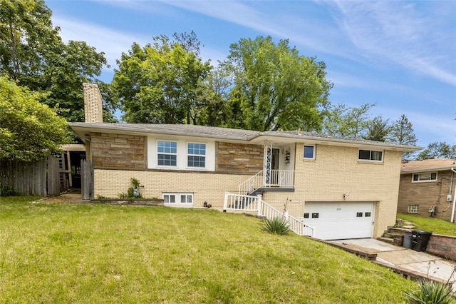 1105 Greentree Rd, Green Tree, PA 15220 - view of front of property with a garage, a chimney, a front yard, and concrete driveway