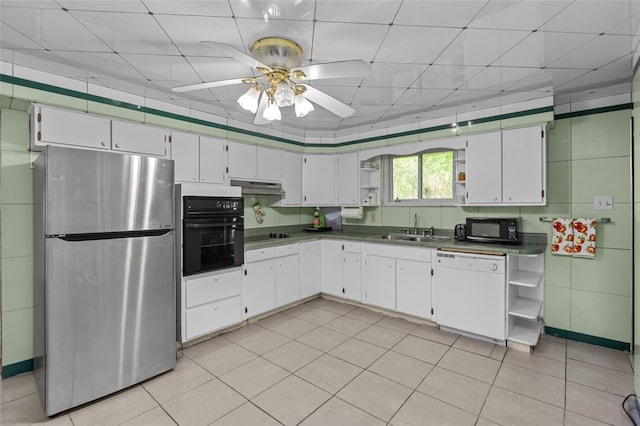 1105 Greentree Rd, Green Tree, PA 15220 - kitchen featuring black appliances, open shelves, a sink, and under cabinet range hood