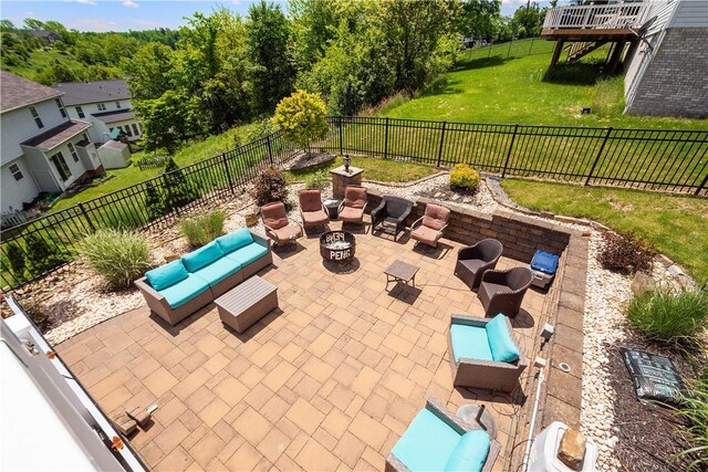 5121 Forest Ridge Dr, South Fayette, PA 15057 - view of patio / terrace featuring an outdoor living space with a fire pit
