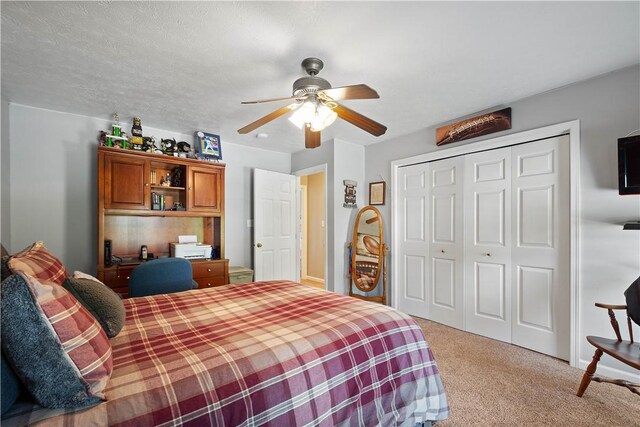5121 Forest Ridge Dr, South Fayette, PA 15057 - bedroom featuring a closet, light colored carpet, a ceiling fan, and baseboards