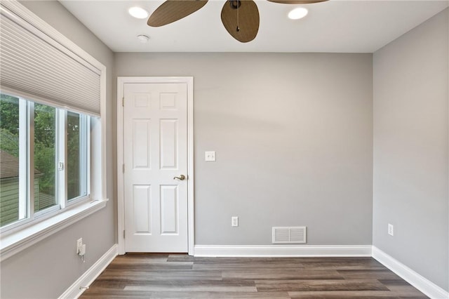 19 Telescope St, South Side, PA 15203 - empty room with dark wood finished floors, baseboards, and a ceiling fan