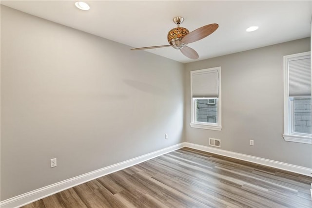 19 Telescope St, South Side, PA 15203 - unfurnished room featuring ceiling fan, wood finished floors, baseboards, and recessed lighting