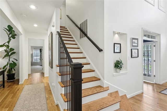 319 Buffalo Ridge Rd, Peters Twp, PA 15317 - stairway with wood finished floors, recessed lighting, and baseboards