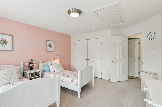 319 Buffalo Ridge Rd, Peters Twp, PA 15317 - bedroom with attic access, light colored carpet, and a closet