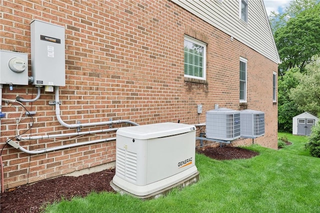 319 Buffalo Ridge Rd, Peters Twp, PA 15317 - exterior view of a power unit, central air condition unit, brick siding, and electric meter