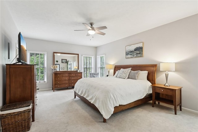 319 Buffalo Ridge Rd, Peters Twp, PA 15317 - bedroom featuring light carpet, baseboards, and ceiling fan