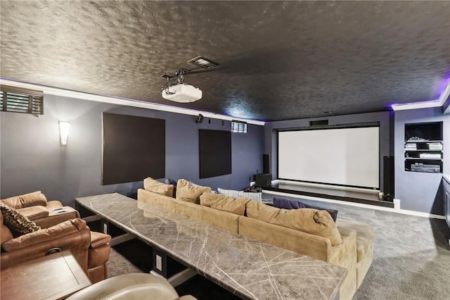 319 Buffalo Ridge Rd, Peters Twp, PA 15317 - carpeted cinema with a textured ceiling and baseboards