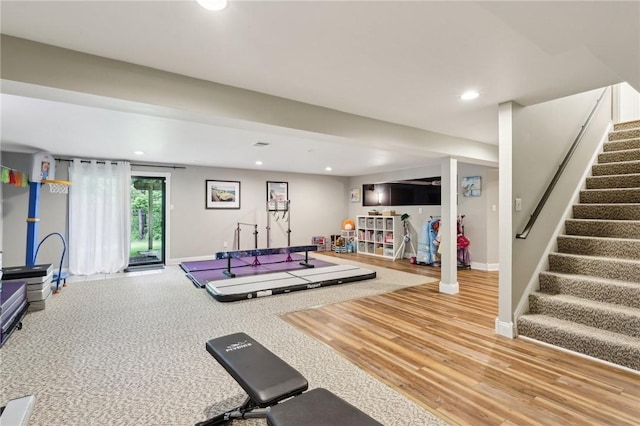 319 Buffalo Ridge Rd, Peters Twp, PA 15317 - exercise area featuring baseboards, recessed lighting, and wood finished floors