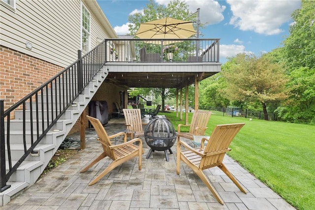 319 Buffalo Ridge Rd, Peters Twp, PA 15317 - view of patio with an outdoor fire pit, stairs, a wooden deck, and area for grilling